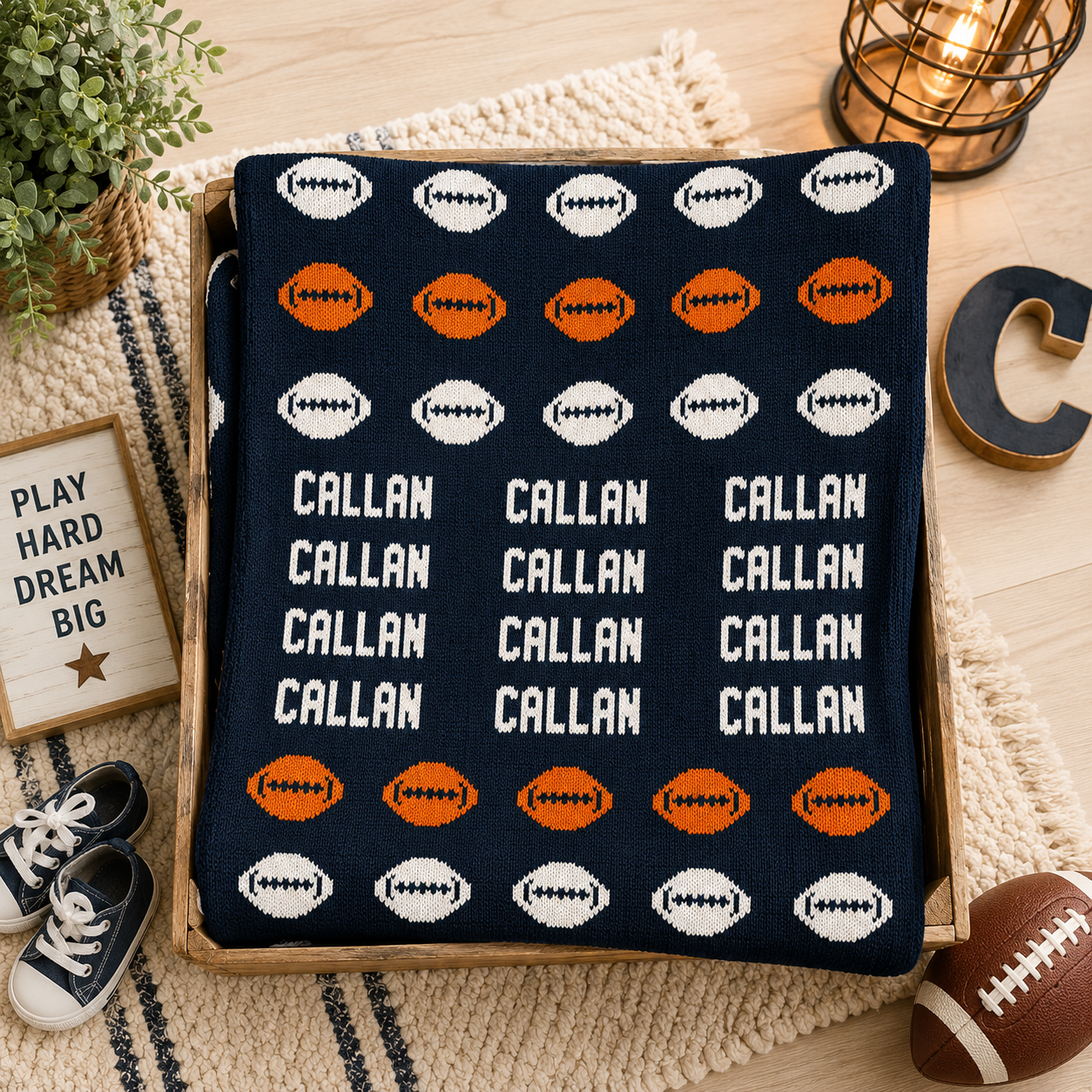 FOOTBALL REPEAT NAME BLANKET