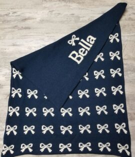 Personalized Bow Blanket with Name and Motif | DevonKnitWears