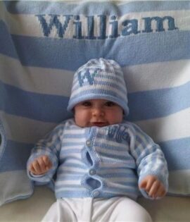 STRIPE BLANKET WITH NAME IN MIDDLE STRIPE