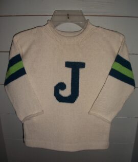 SLEEVE STRIPE SWEATER WITH LETTER/3 COLOR