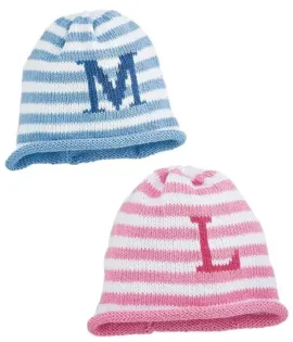 STRIPED ROLL HATS WITH LETTER