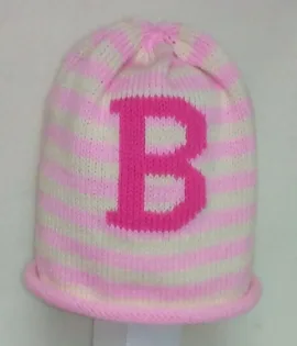 STRIPED ROLL HATS WITH LETTER