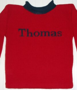 NAME OR MONOGRAM SWEATER WITH OR WITHOUT CONTRAST COLLAR AND CUFFS