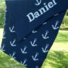 Personalized Anchors Blanket with Name | Custom Baby Blanket | DevonKnitwears