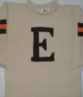 SLEEVE STRIPE SWEATER WITH LETTER/3 COLOR